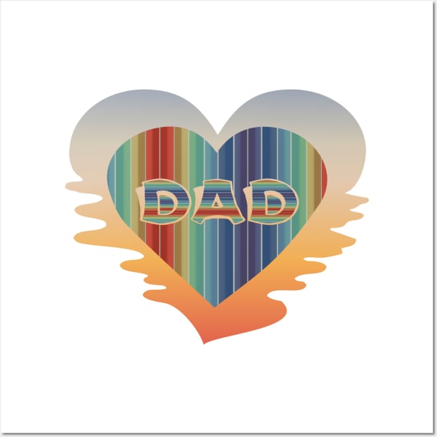 Retro Fathersday On A 80'S Heart Background Wall Art by iZiets